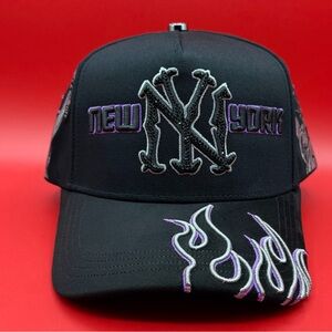 Black and Purple Embroidered Cap